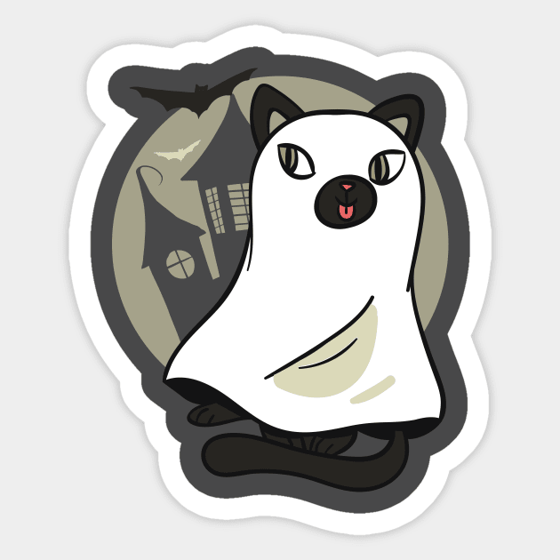 Ghost Cat Sticker by LR_Collections